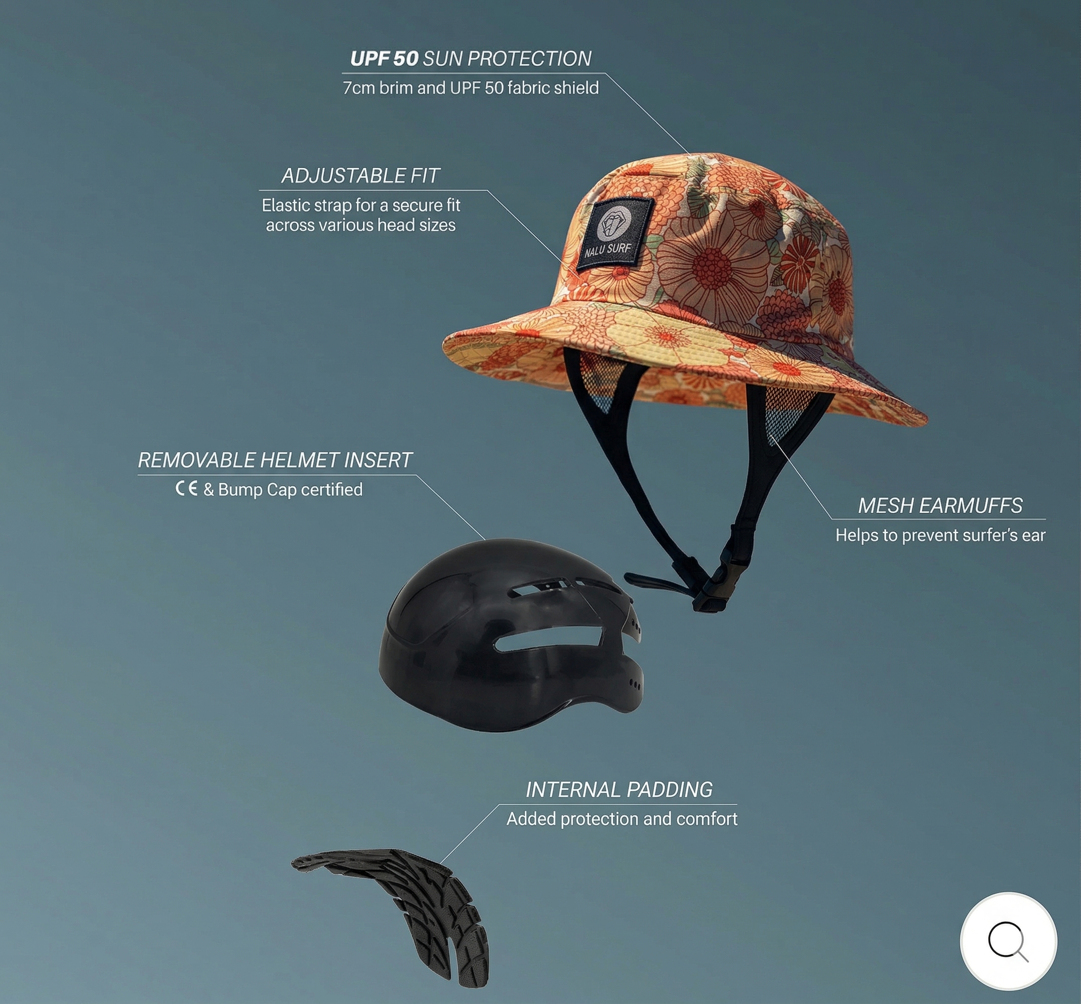 Helmet Bucket Hat flowers – כובע גלישה עם קסדה פרחים